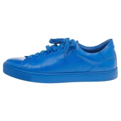 Burberry Blue Perforated Leather Albert Low Top Sneakers Size 41.5