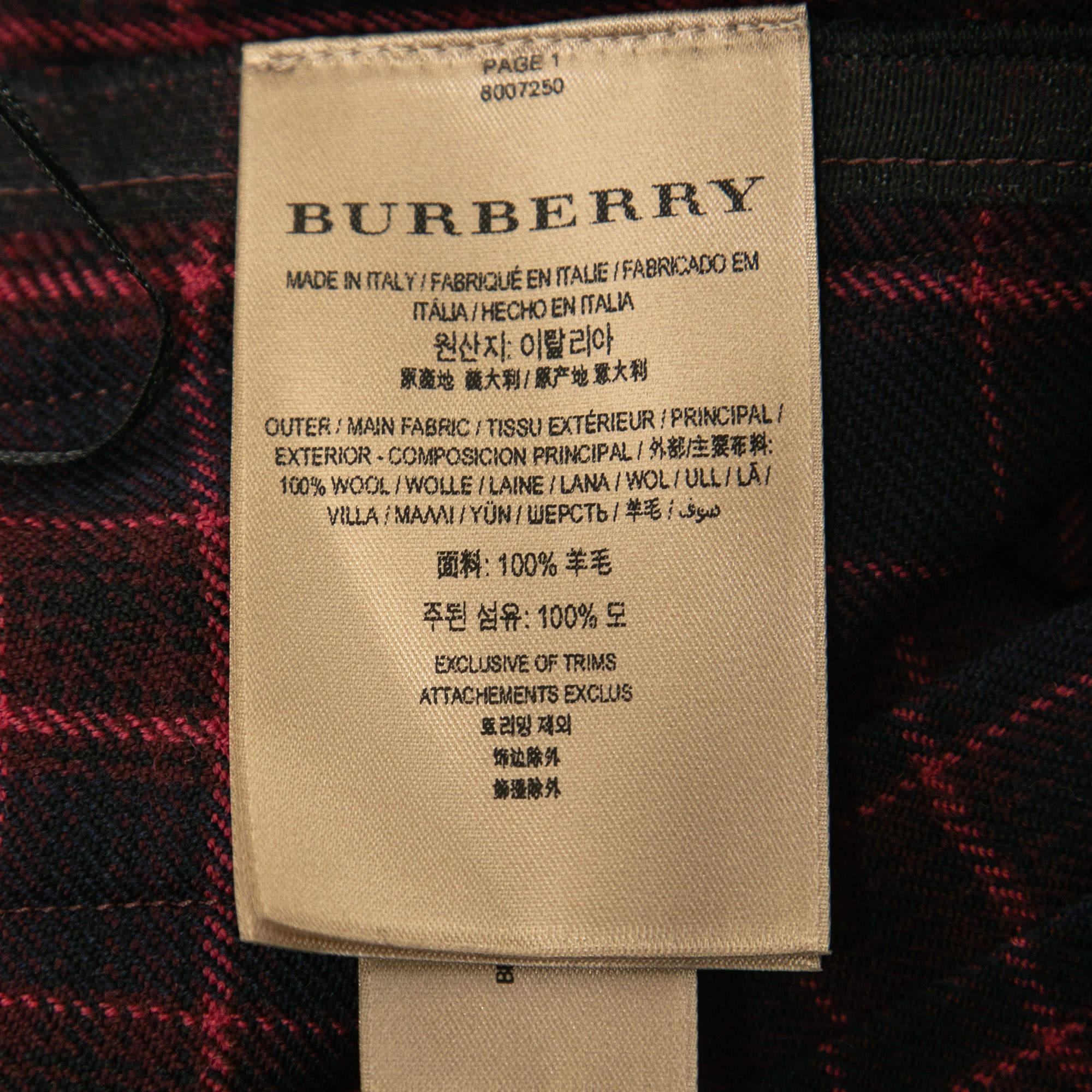  Burberry - Jupe midi plissée à carreaux arroux bleu et rose, taille L Pour femmes 