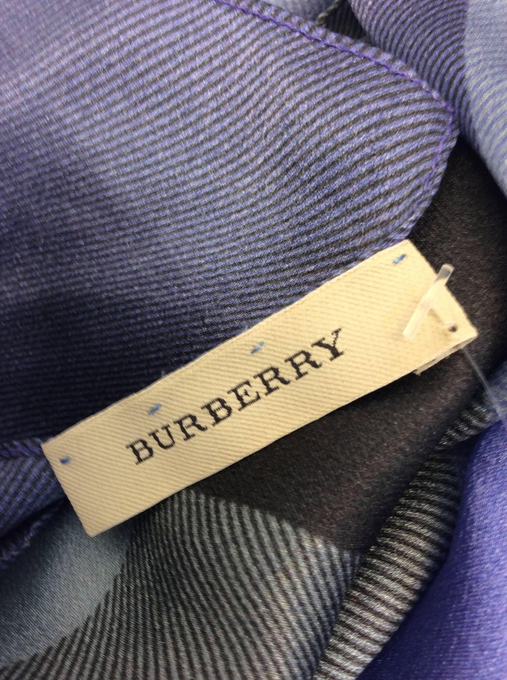 Burberry Blue Print Silk Scarf For Sale 1