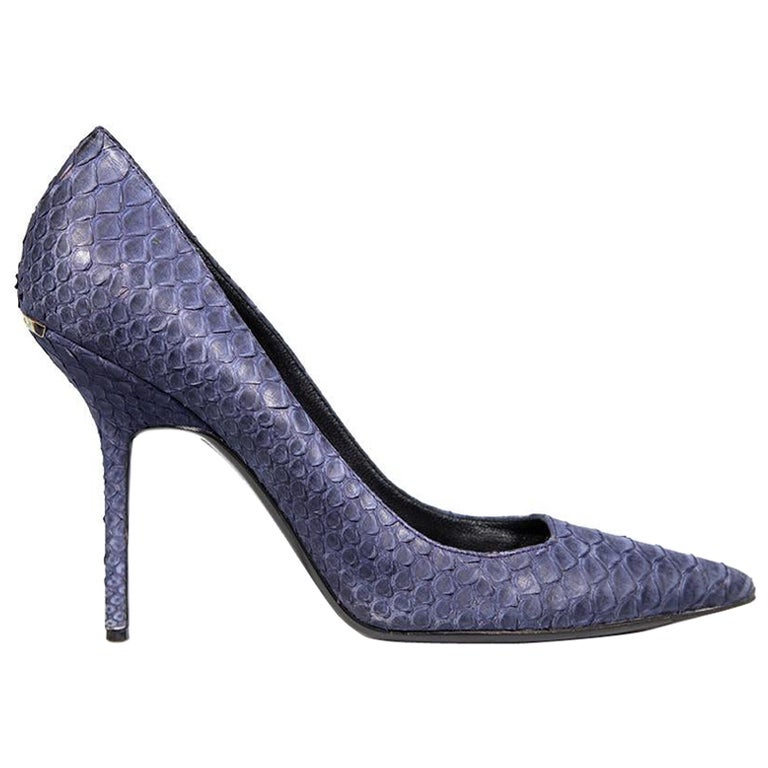 Burberry Blue Python Pointed Toe Pumps Size IT