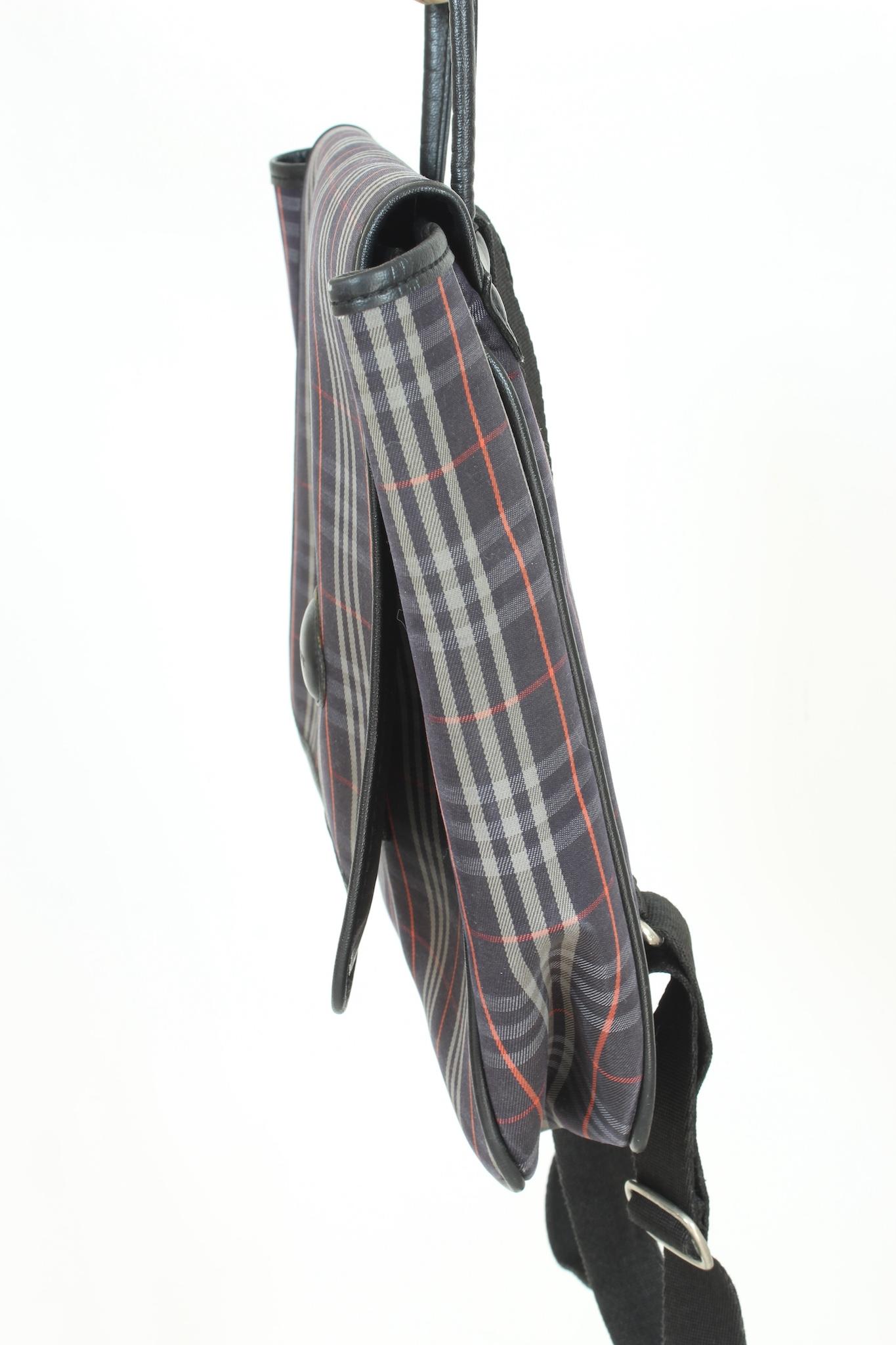 Gray Burberry Blue Red Tartan Backpack Bag Vintage 1980s