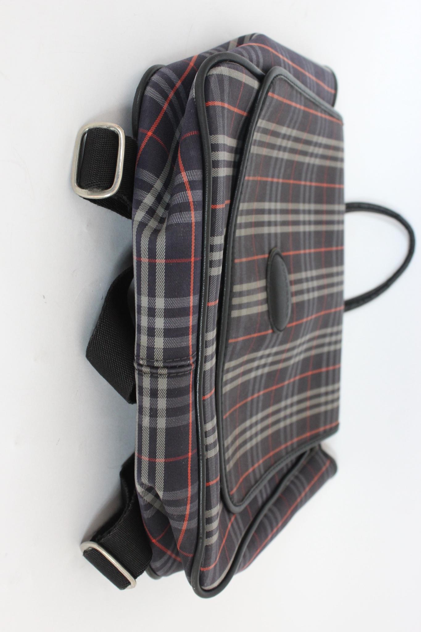 Burberry Blue Red Tartan Backpack Bag Vintage 1980s For Sale at 1stDibs