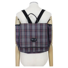 Burberry Blue Red Tartan Backpack Bag Used 1980s