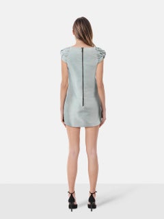 Burberry Blue Ruched Cap Sleeves Dress Size XL