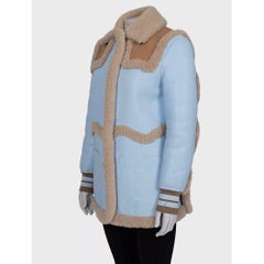 Burberry Blue Sheepskin Leather Coat UK4 XXS
