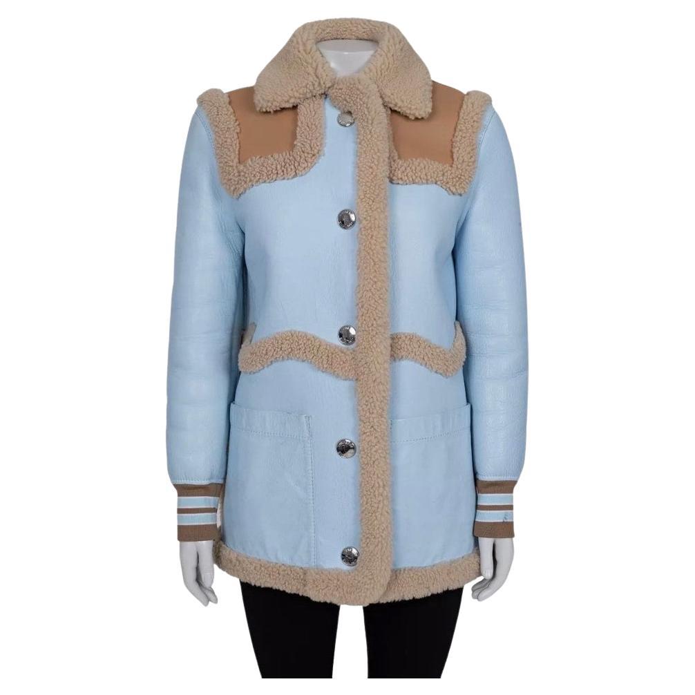 Burberry Blauer Schafsledermantel UK4 XXS
