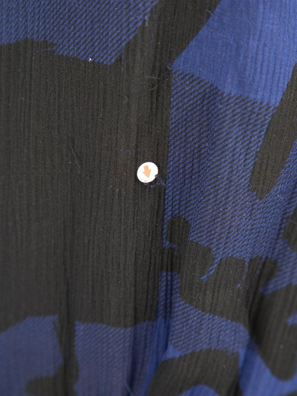 Burberry - Vestito a maniche lunghe in seta astratta blu taglia XXL in vendita 5