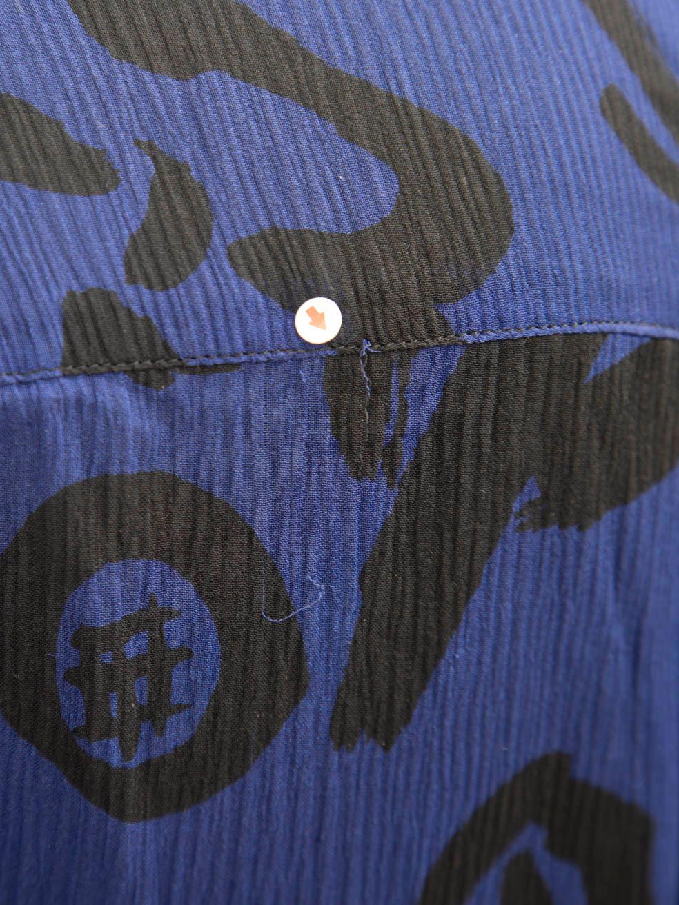 Donna Burberry - Vestito a maniche lunghe in seta astratta blu taglia XXL in vendita