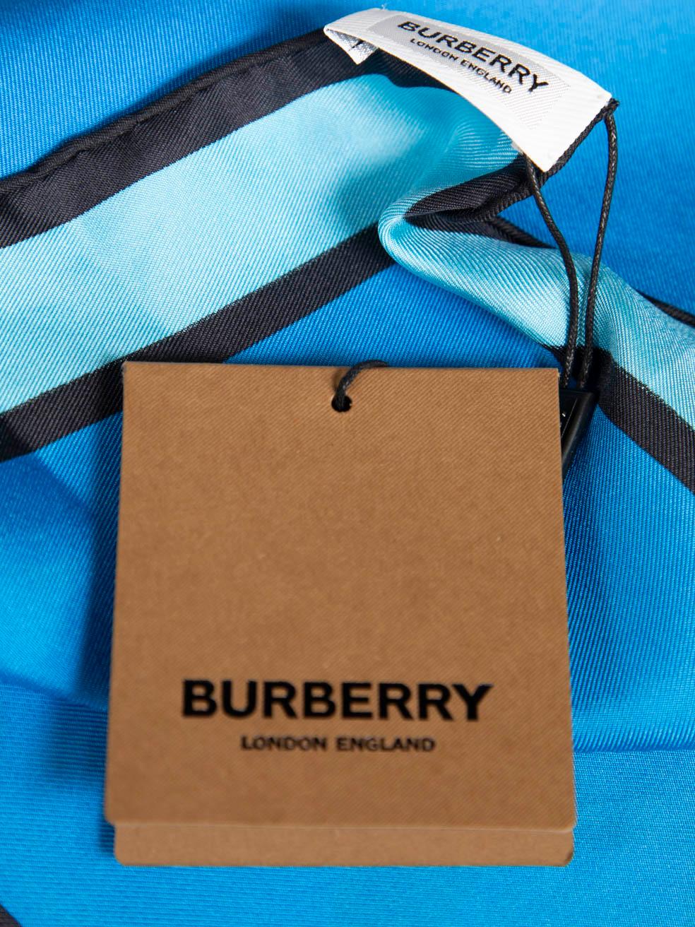 Burberry Blue Silk SS23 Logo Scarf 1