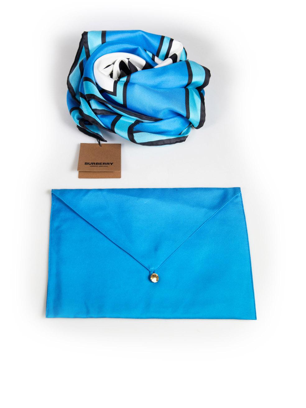 Burberry Blue Silk SS23 Logo Scarf 2