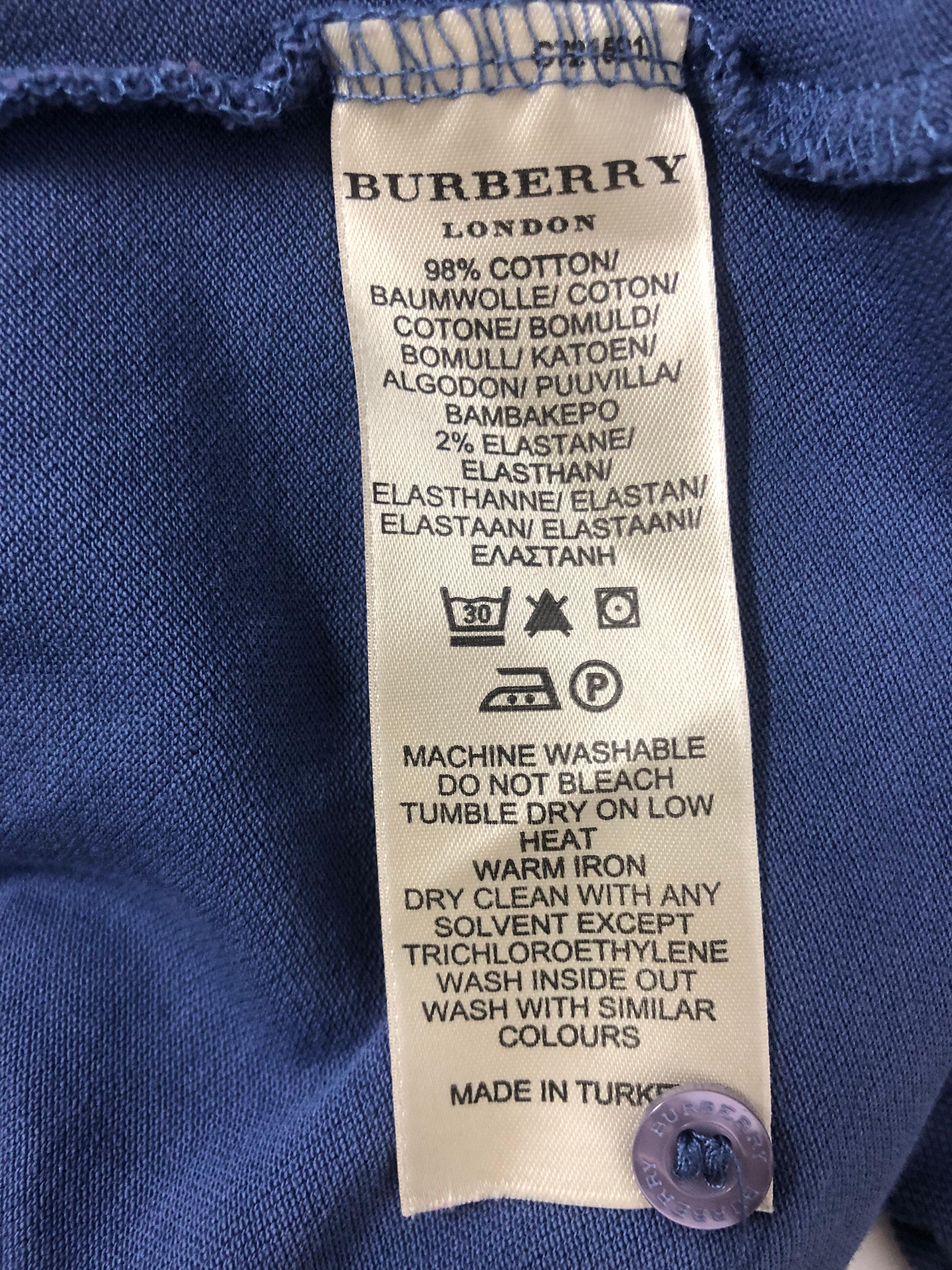 Women's Burberry Blue Slim Fit Polo Shirt Size S For Sale