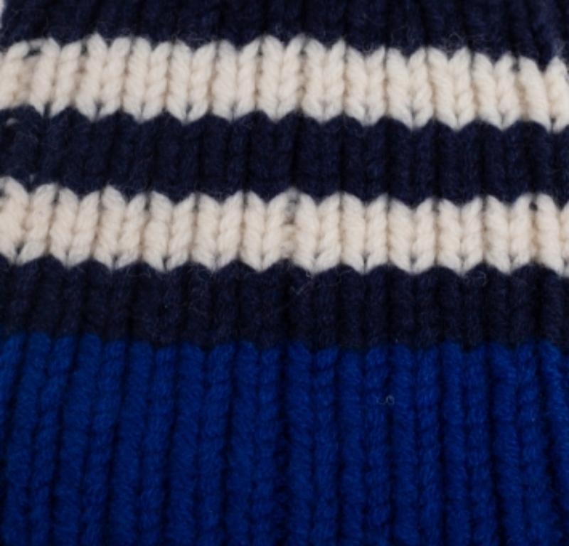 Blau gestreifte Kabelstrick-Kaschmirhandschuhe von Burberry Fingerlose Handschuhen Damen im Angebot