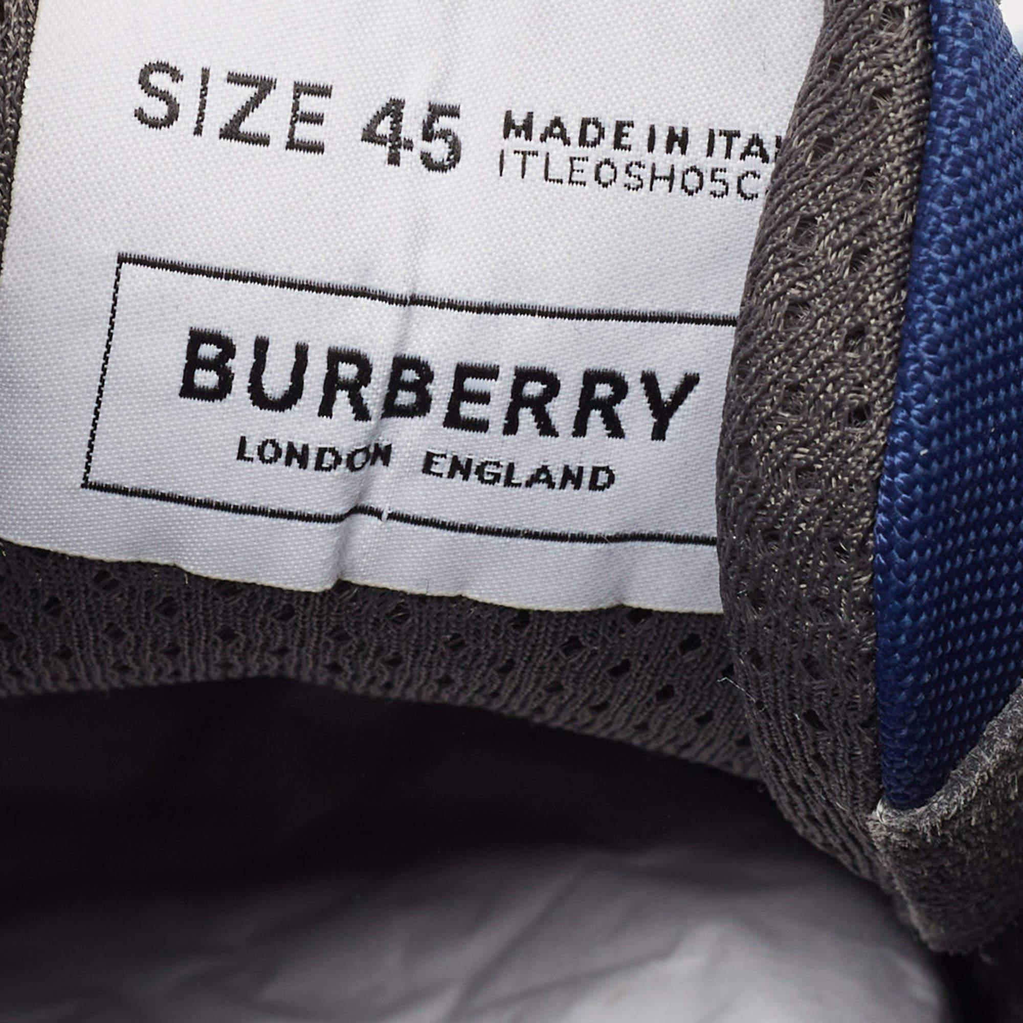Women's Burberry Blue Suede Ramsey Low Top Sneakers Size 45 For Sale