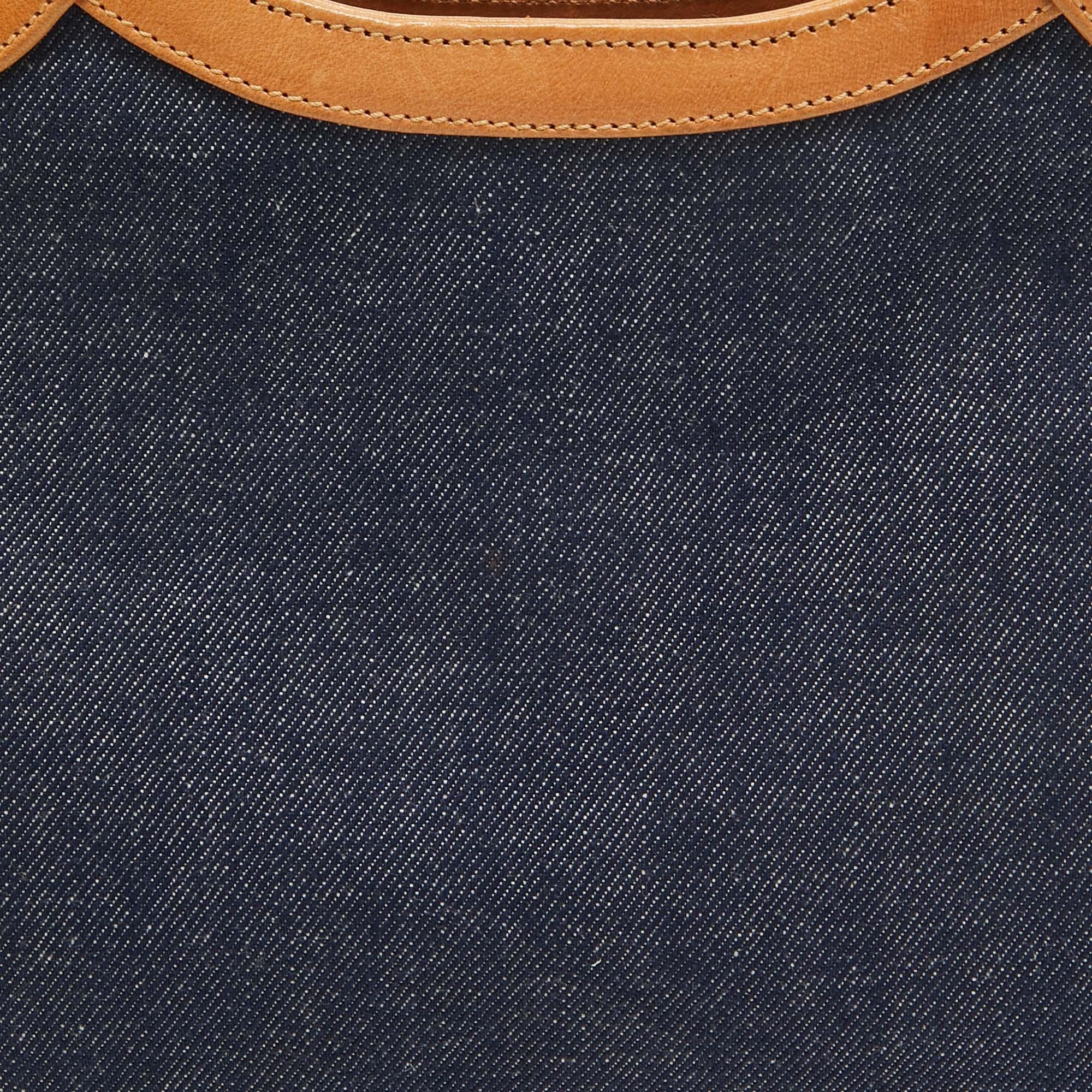 Burberry Blue/Tan Denim and Leather Satchel 6