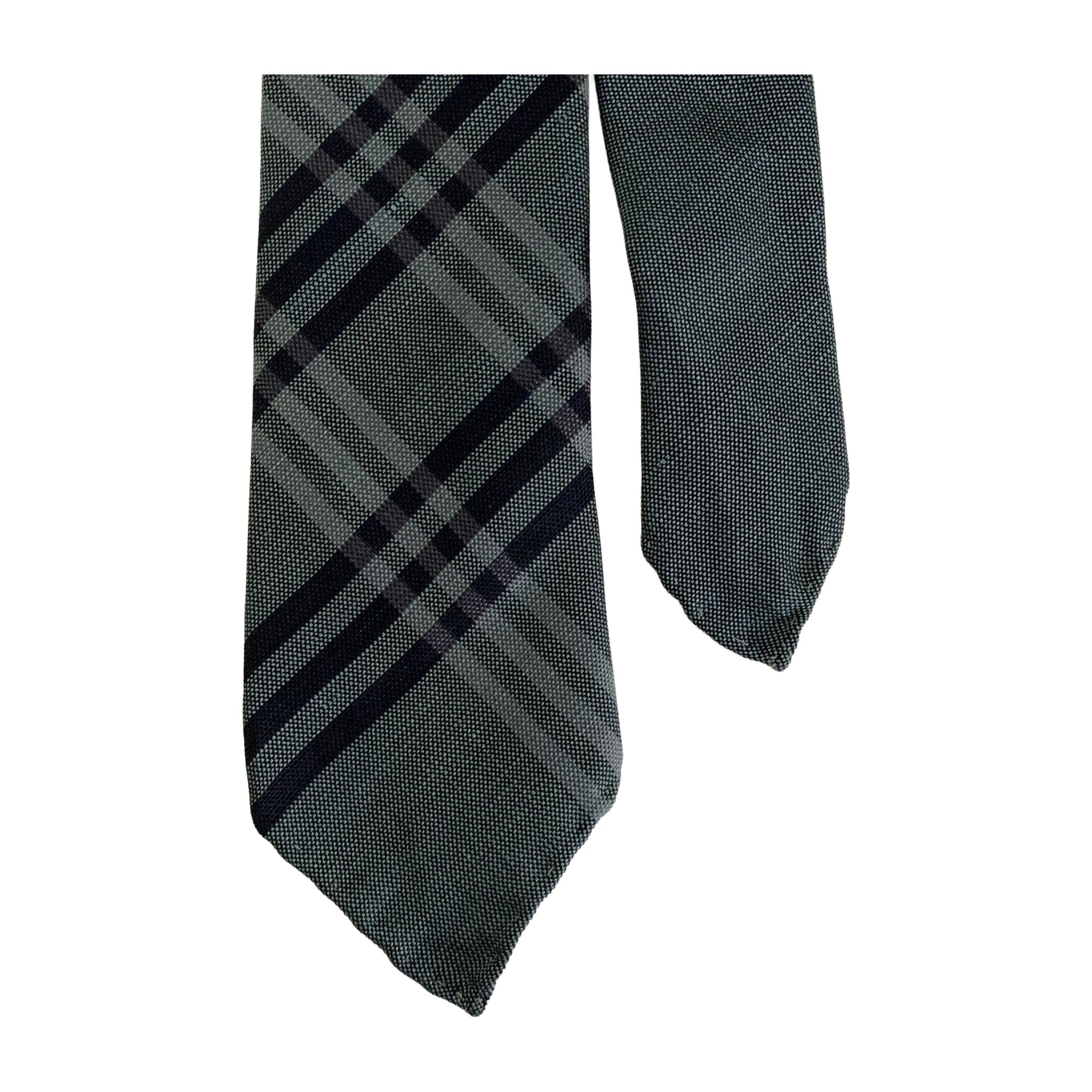 Burberry Blue Whie bleu clair soie à rayures  Cravate en lin