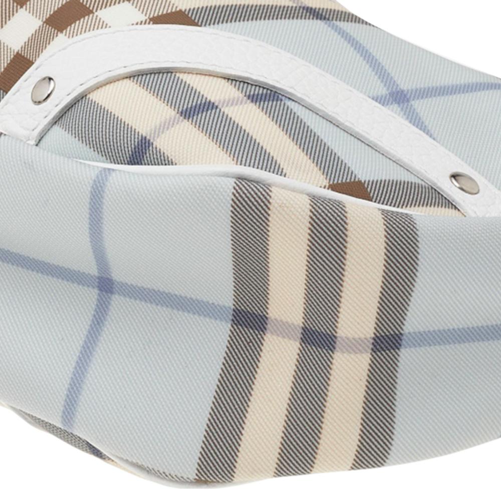 Burberry Blue-White Nova Check Coated Canvas And Leather Hobo 1