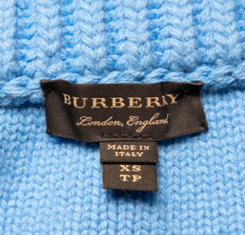 Burberry Blue Wool & Cashmere Ruffle Detail Sweater XS For Sale 1