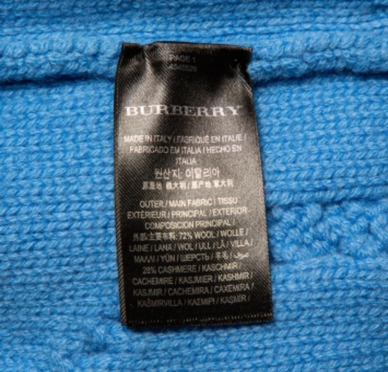 Burberry Blue Wool & Cashmere Ruffle Detail Sweater XS For Sale 2