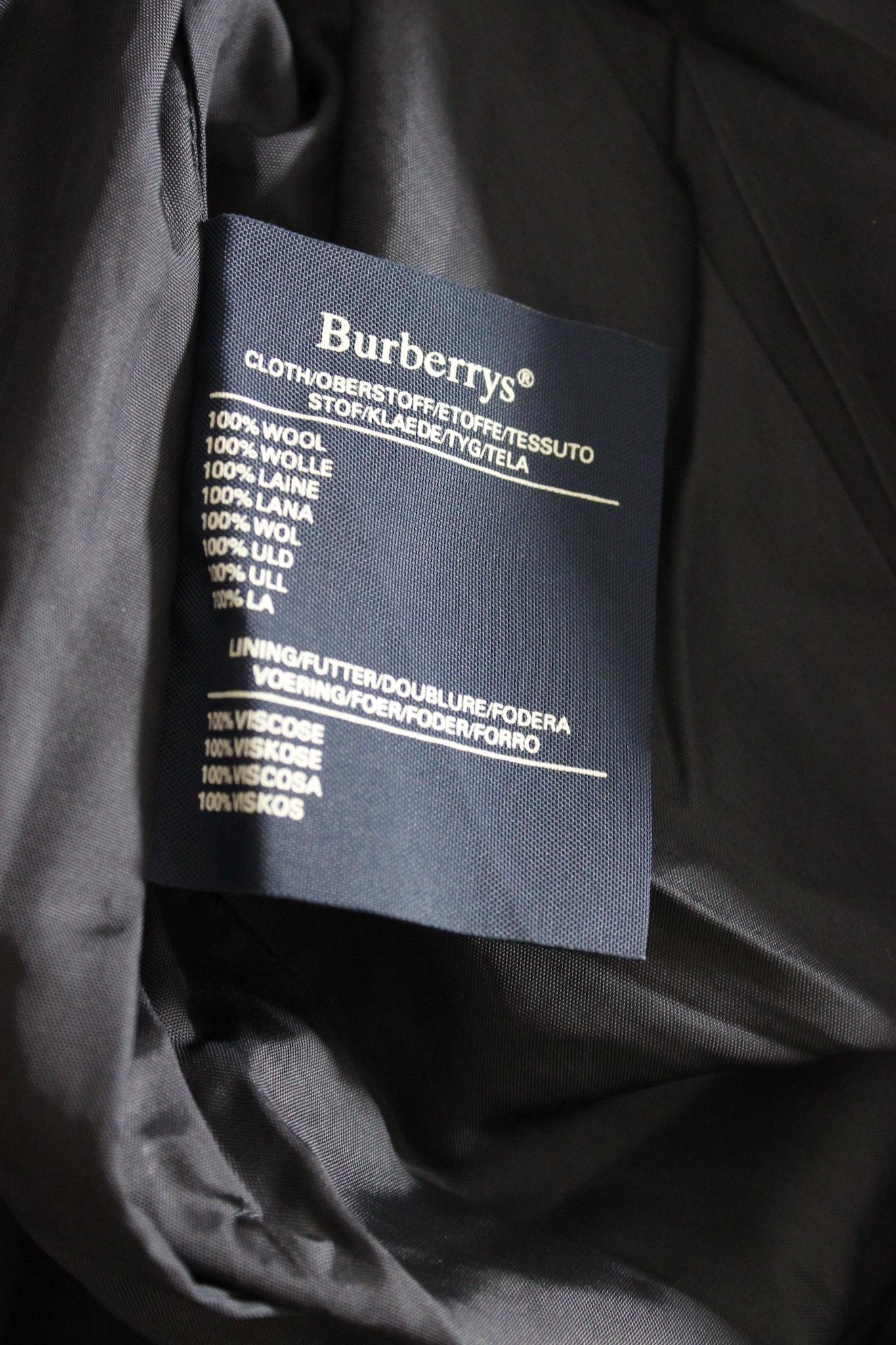 Burberry Blue Wool Herringbone Pencil Skirt 1980s For Sale 2