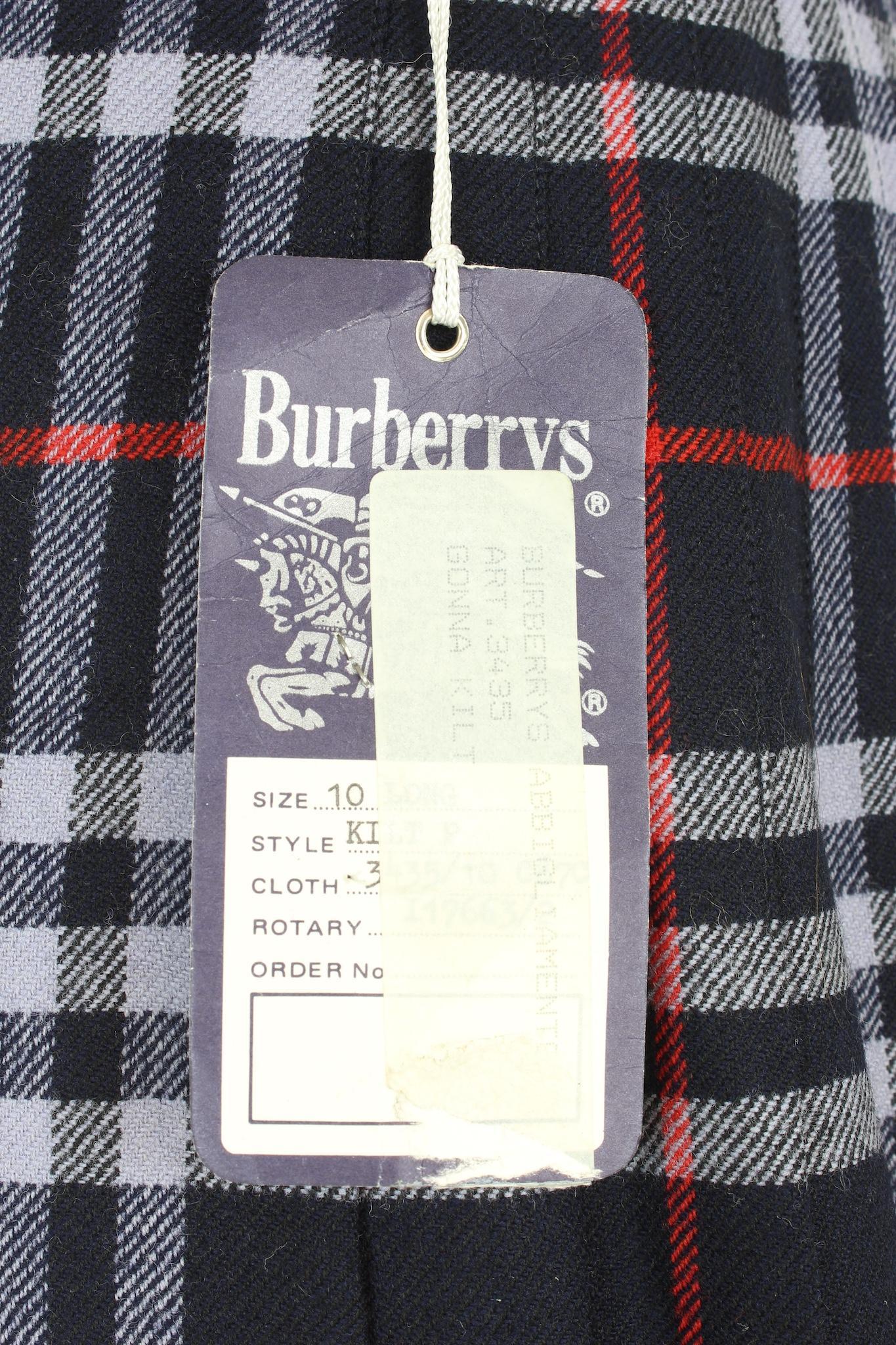 Burberry Blue Wool Nova Check Kilt Skirt Vintage 1980S 2