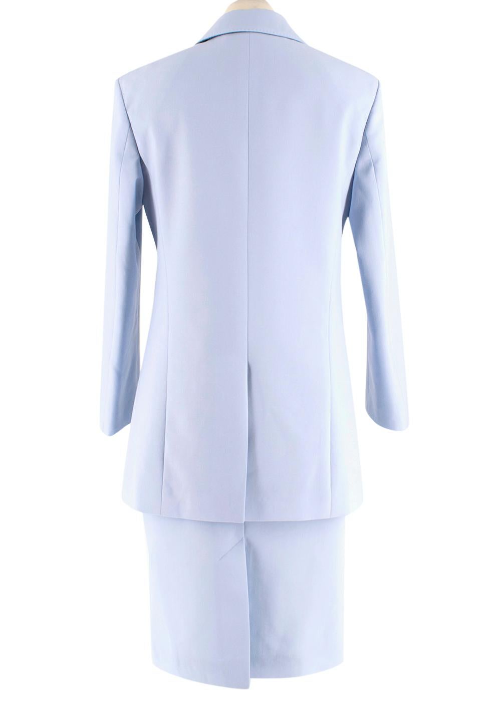 Burberry Blue Wool Step-Through Skirt Suit SS20 XXS 3