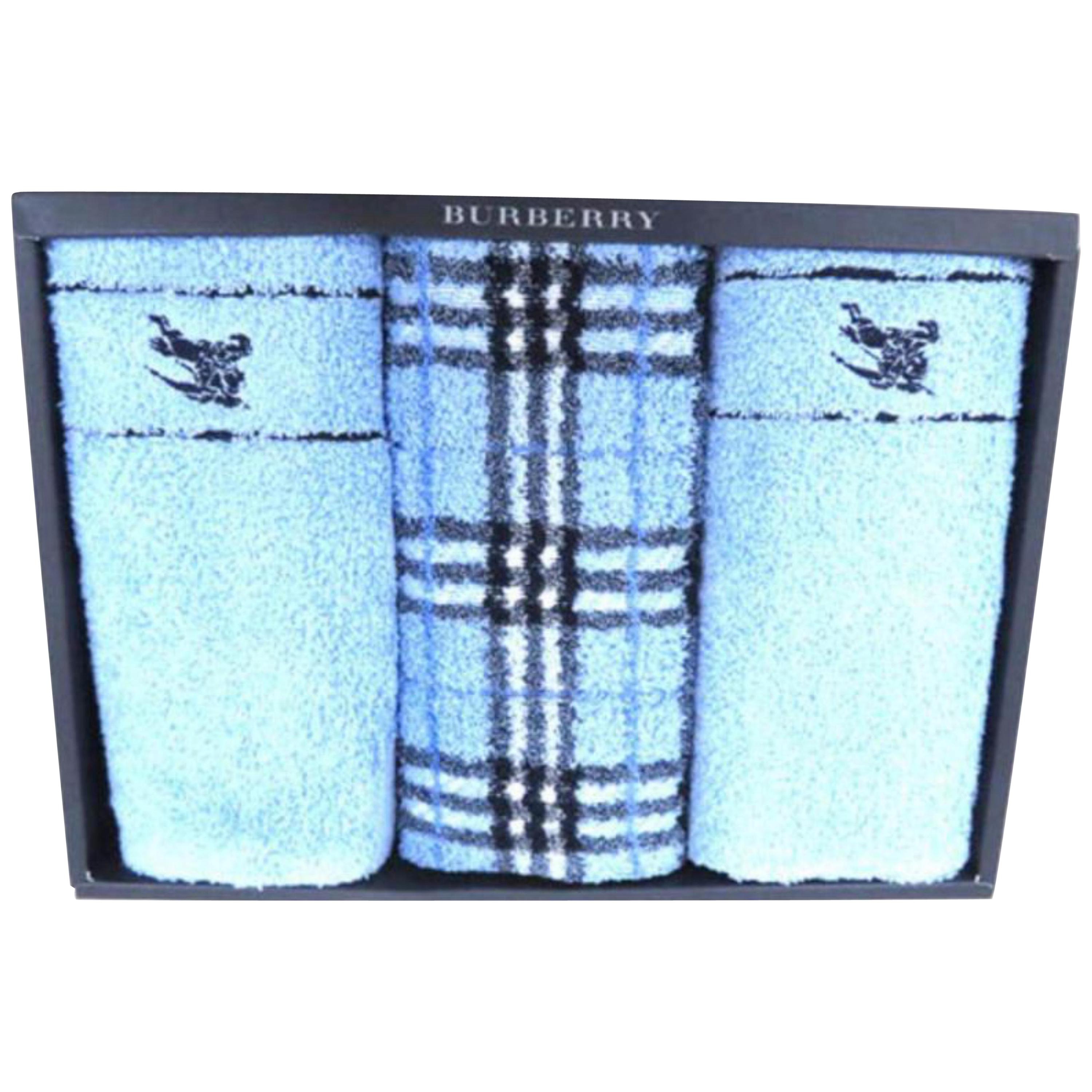 Burberry Blue X Novacheck Towel Set 225033 Scarf/Wrap For Sale