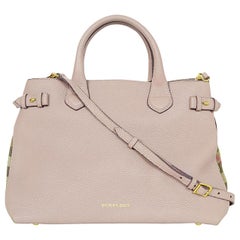 Burberry Blush Leather/House Check Canvas Medium Banner Tote Bag W/ Strap