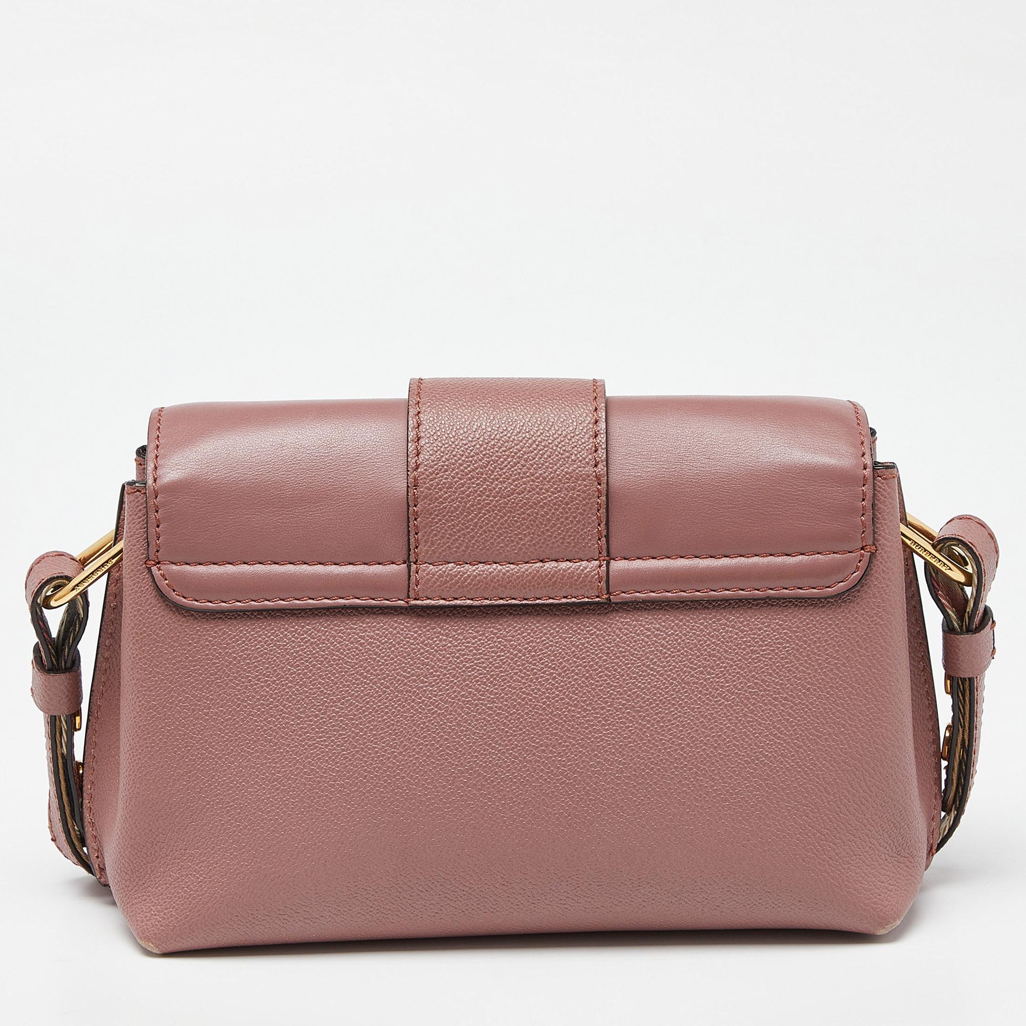 Women's Burberry Blush Pink Leather Small Buckle Crossbody Bag