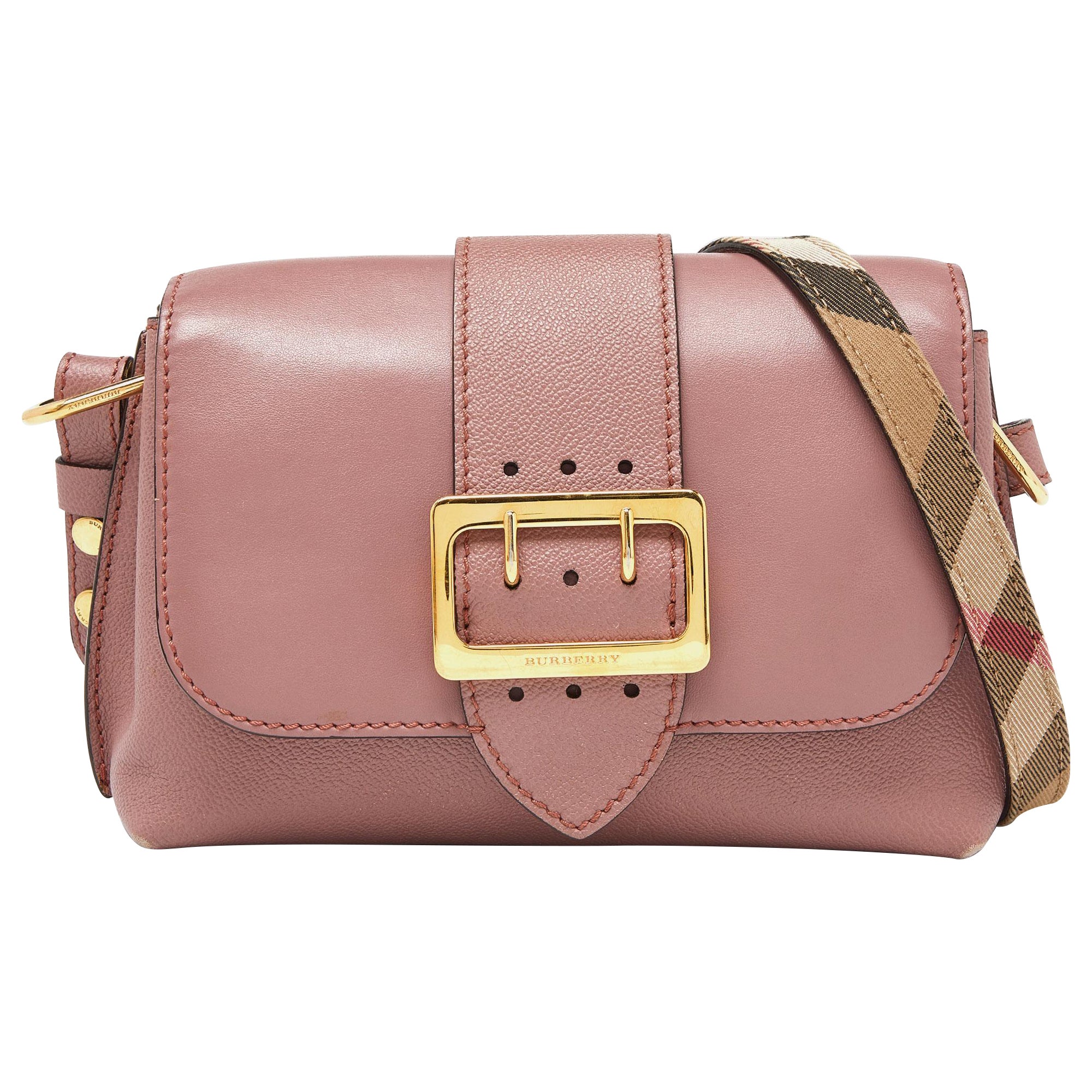 Burberry Blush Pink Leather Small Buckle Crossbody Bag