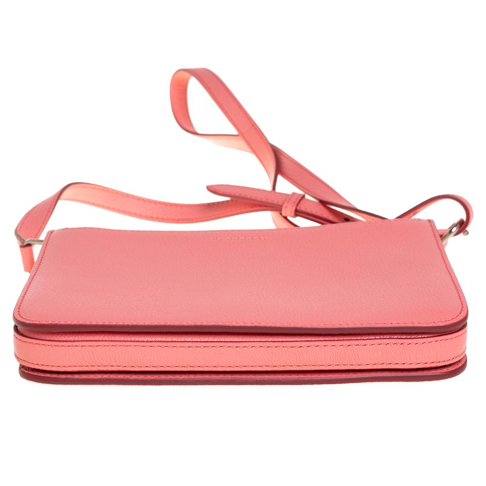 Burberry Blush Pink Leather Triple Zip Crossbody Bag 7