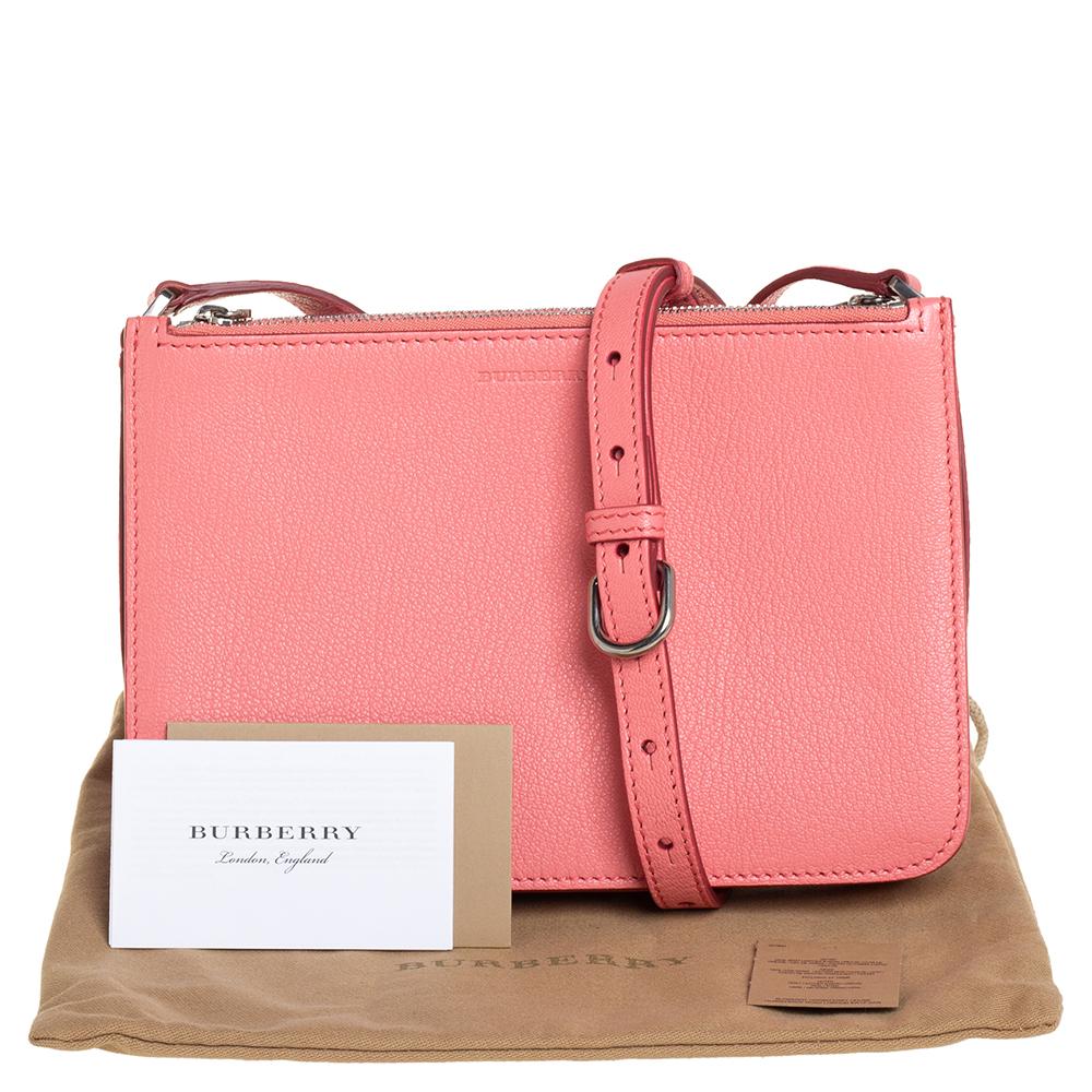Burberry Blush Pink Leather Triple Zip Crossbody Bag 8