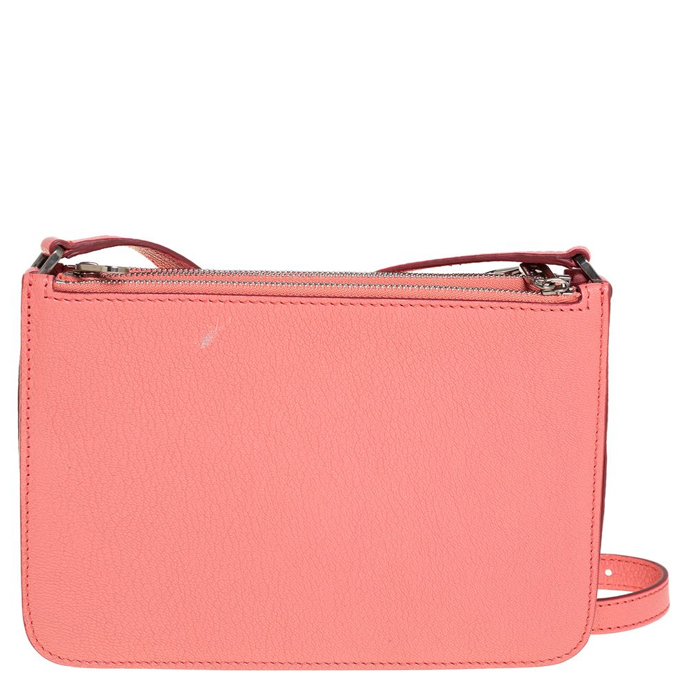Women's Burberry Blush Pink Leather Triple Zip Crossbody Bag