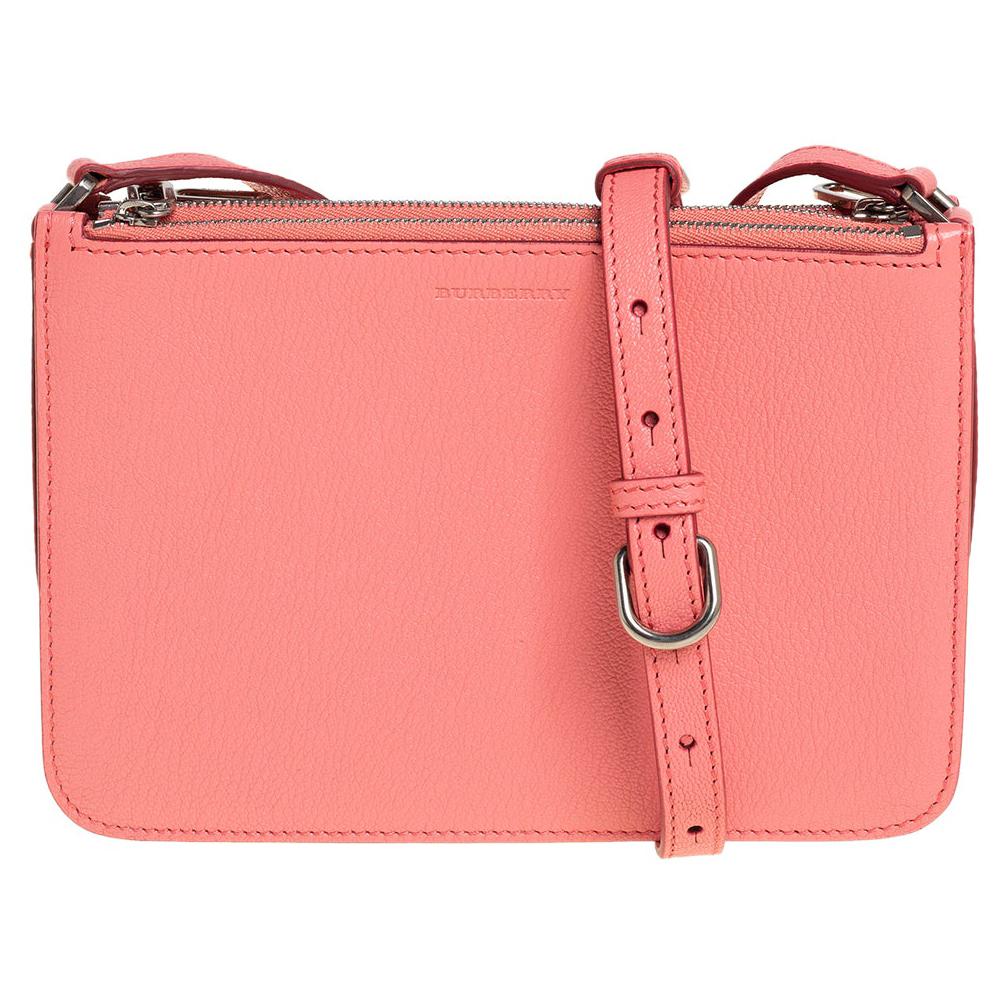 Burberry Blush Pink Leather Triple Zip Crossbody Bag