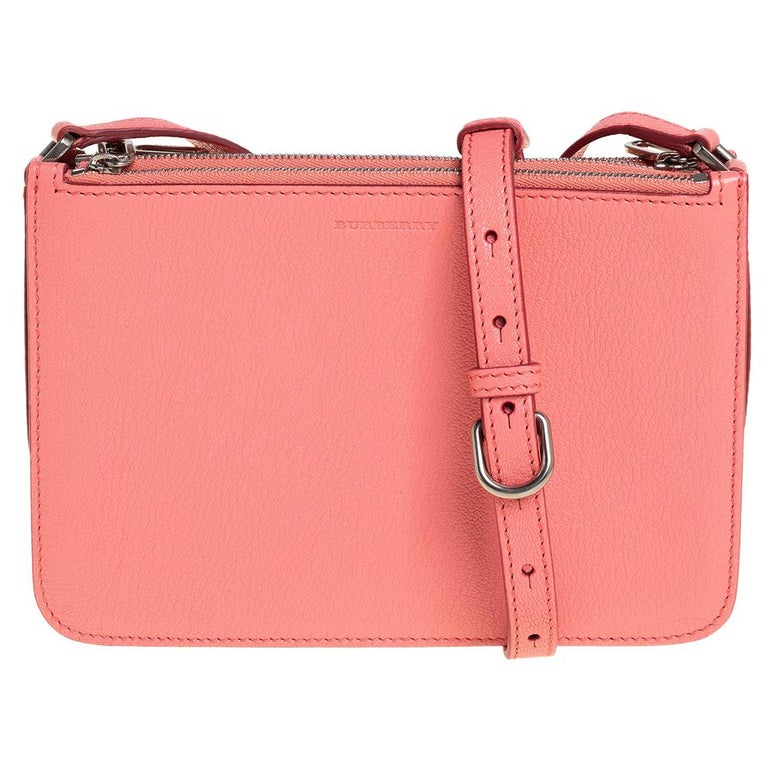 Burberry Blush Pink Leather Triple Zip Crossbody Bag at 1stDibs
