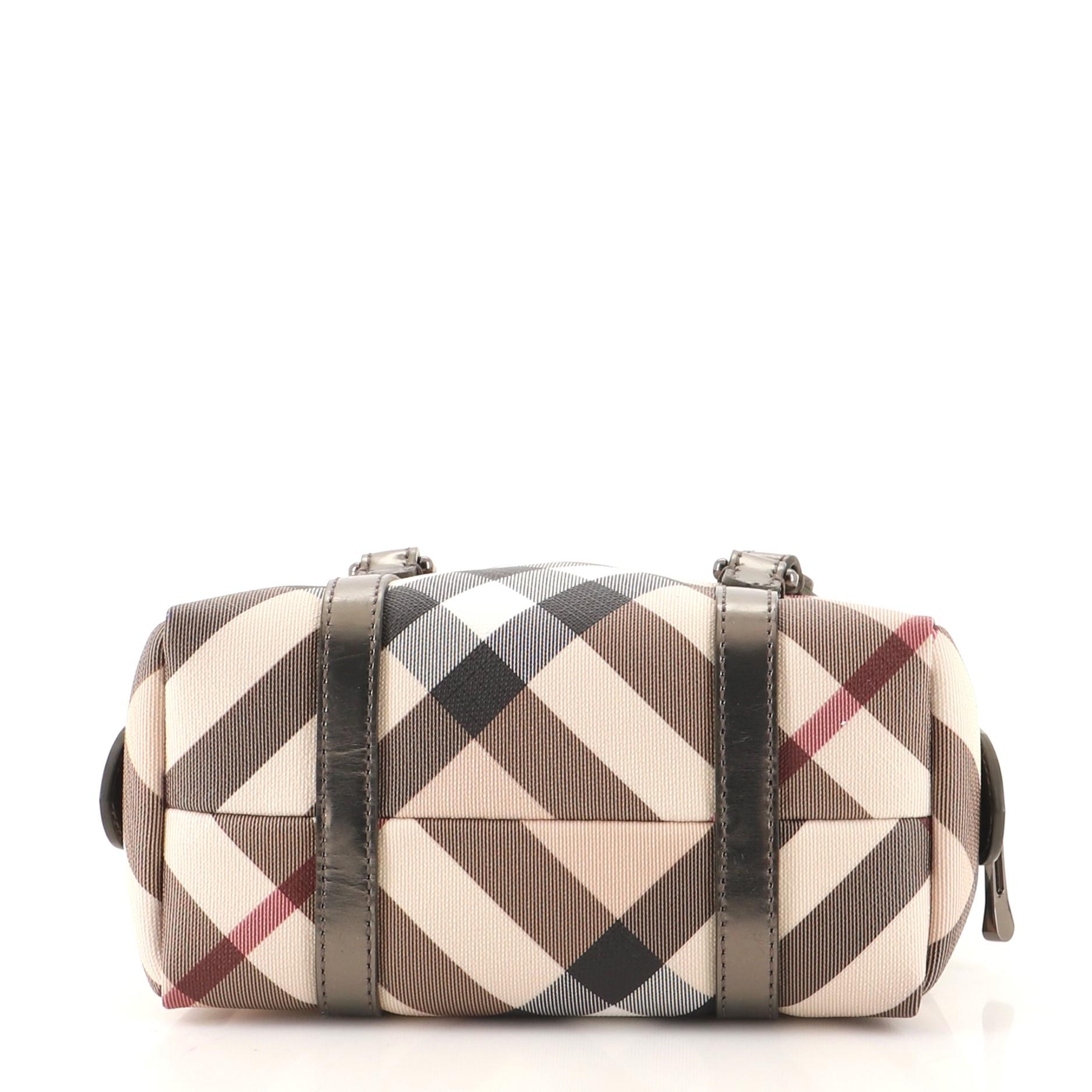 Burberry Boston Bag Nova Check Canvas Mini In Good Condition In NY, NY