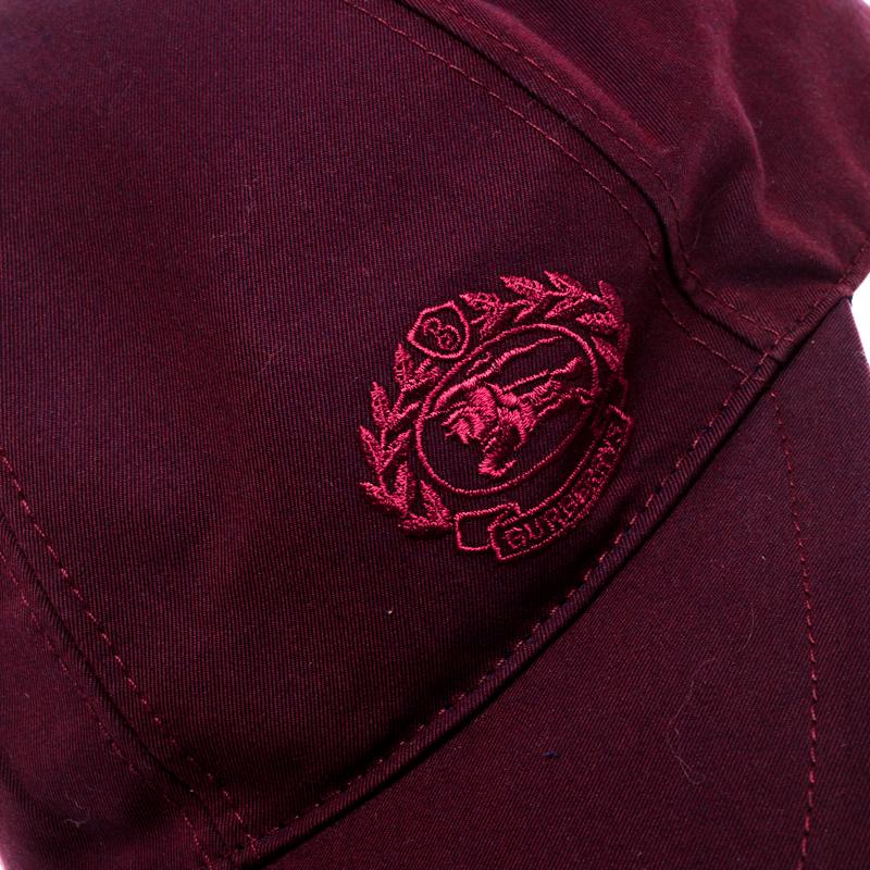 Black Burberry Boysenberry Burgundy Cotton Logo Crest Cap S/M