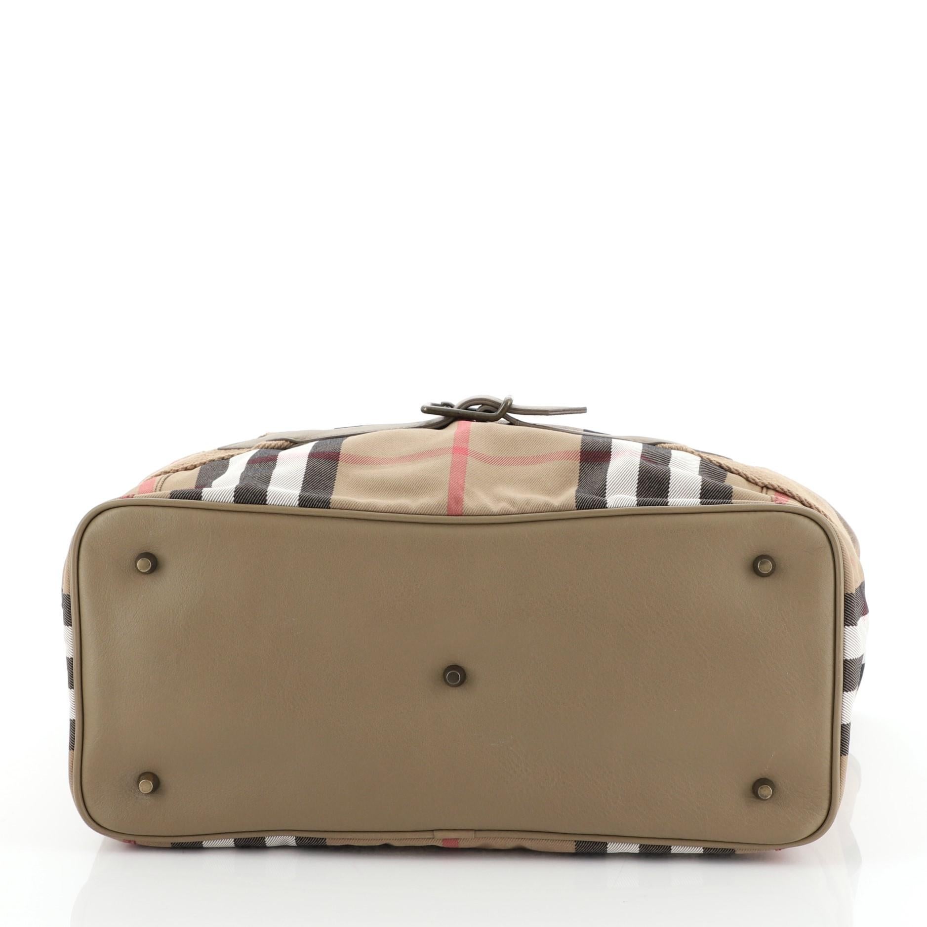 Brown Burberry Brecon Convertible Tote House Check Canvas
