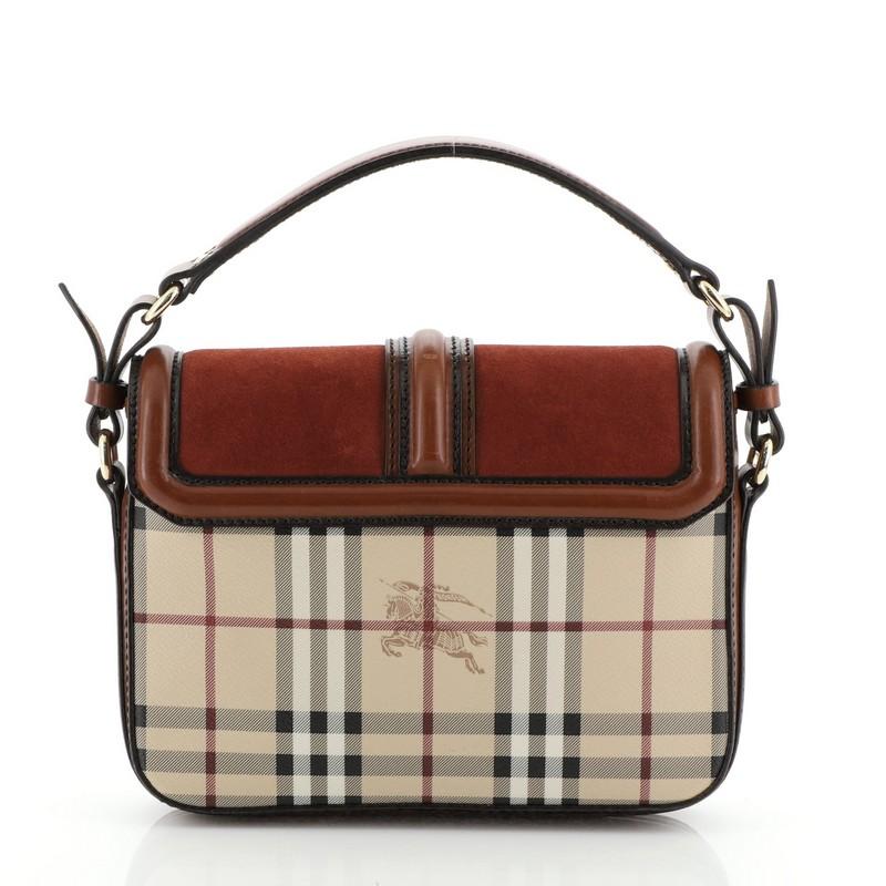 Burberry  Brickfield Satchel Haymarket Coated Canvas and Suede Small In Good Condition In NY, NY