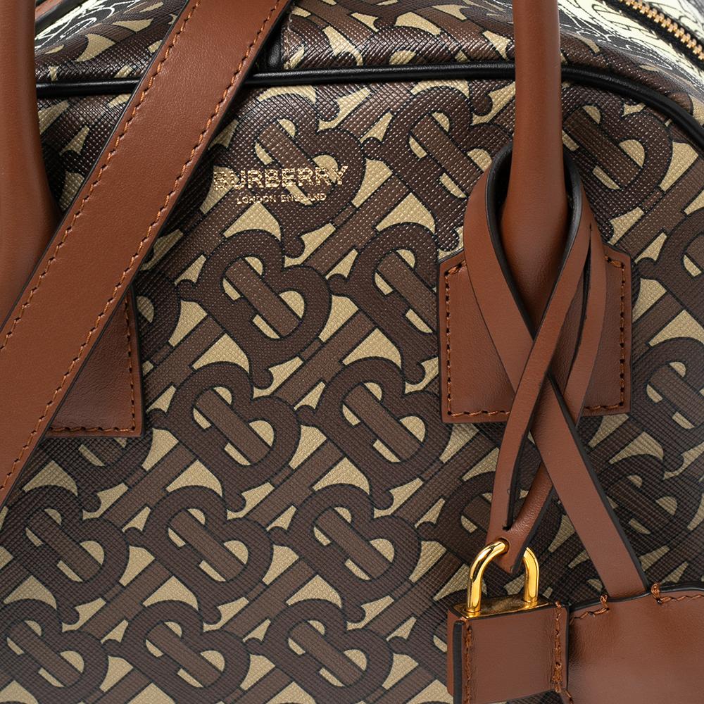 Burberry Bridle Brown Monogram Coated Canvas and Leather Cube Bowler Bag 2