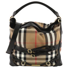 Burberry Bridle Gosford Hobo House Check Canvas Large