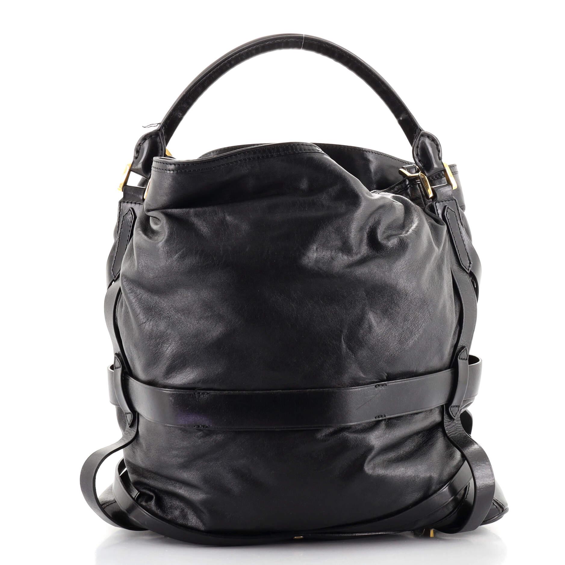 Burberry Gosford Hobo Leder-Krawatte Medium (Schwarz)
