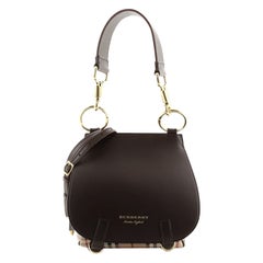 Burberry Bridle Handbag Leather and Haymarket Check Medium
