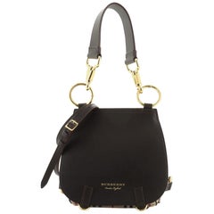 Burberry Bridle Handbag Leather and Haymarket Check Medium