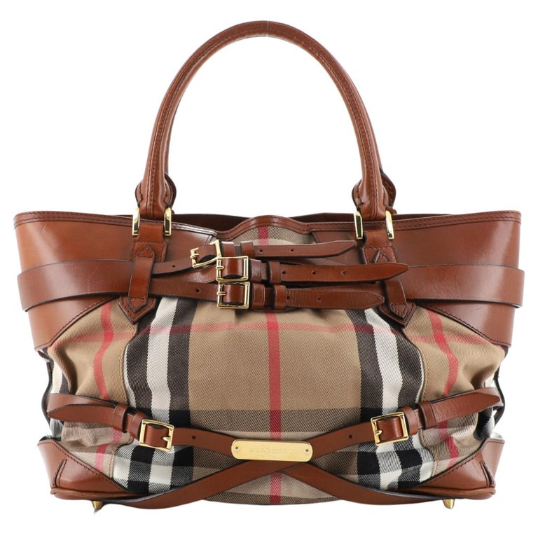 Burberry Bridle Lynher Tote House Check Canvas Medium at 1stDibs