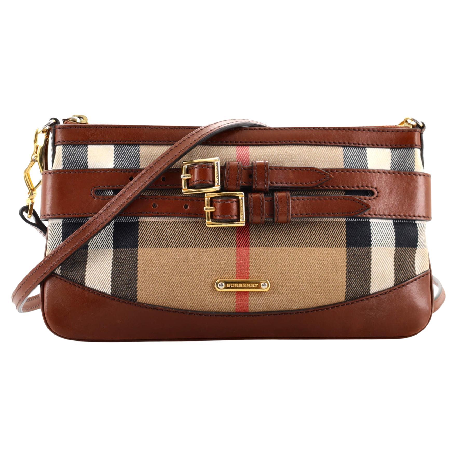Burberry Bridle House Check Abbott Crossbody Bag Brown Leather ref