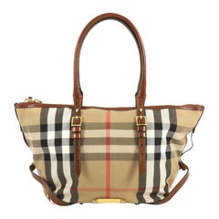Burberry Bridle Salisbury Tote House Check Canvas Medium