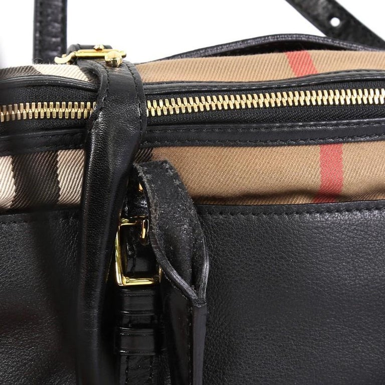 Burberry Bridle Salisbury Tote Leather And House Check Canvas