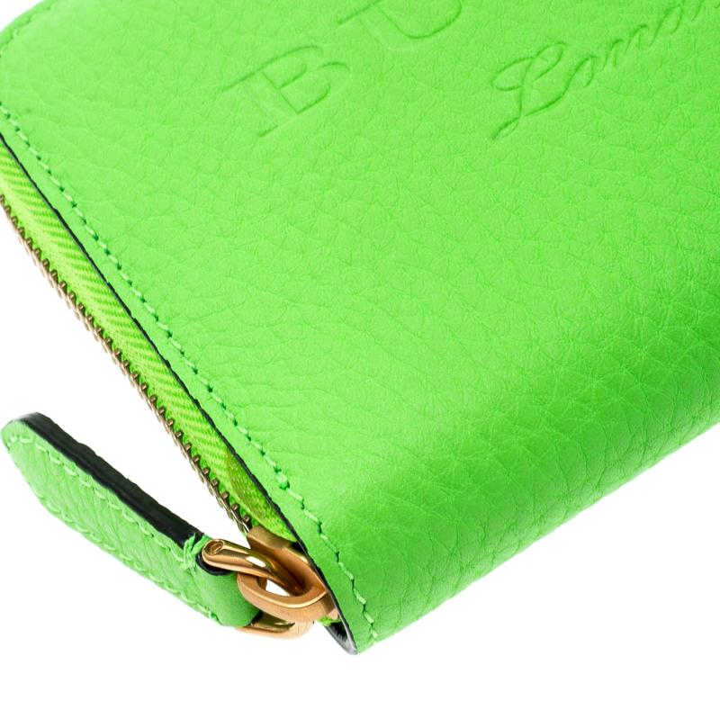 Burberry Bright Green Leather Zip Around Wallet 3