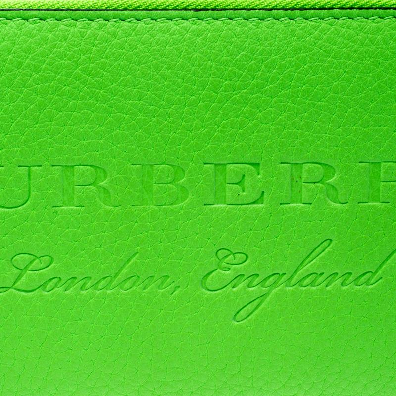 Burberry Bright Green Leather Zip Around Wallet 4