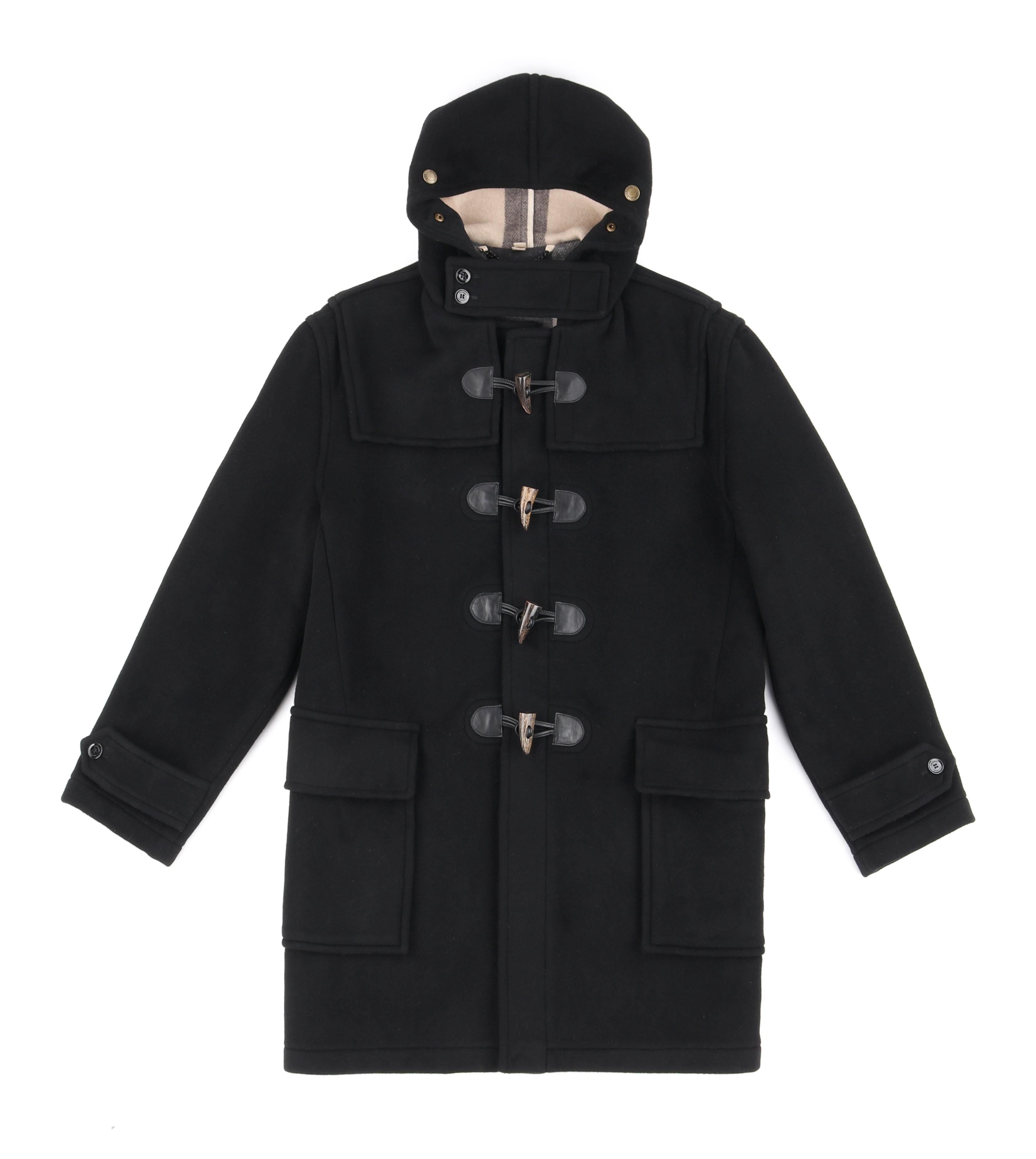 BURBERRY Brit A/W 2013 “Broadhurst” Men's Black Toggle Hooded Duffle Coat  Jacket at 1stDibs